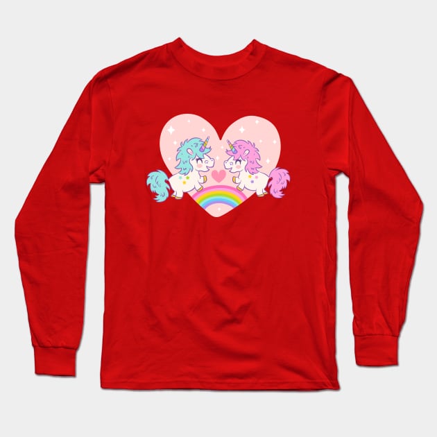 Cute unicorns with rainbow for Valentine's day Long Sleeve T-Shirt by Sir13